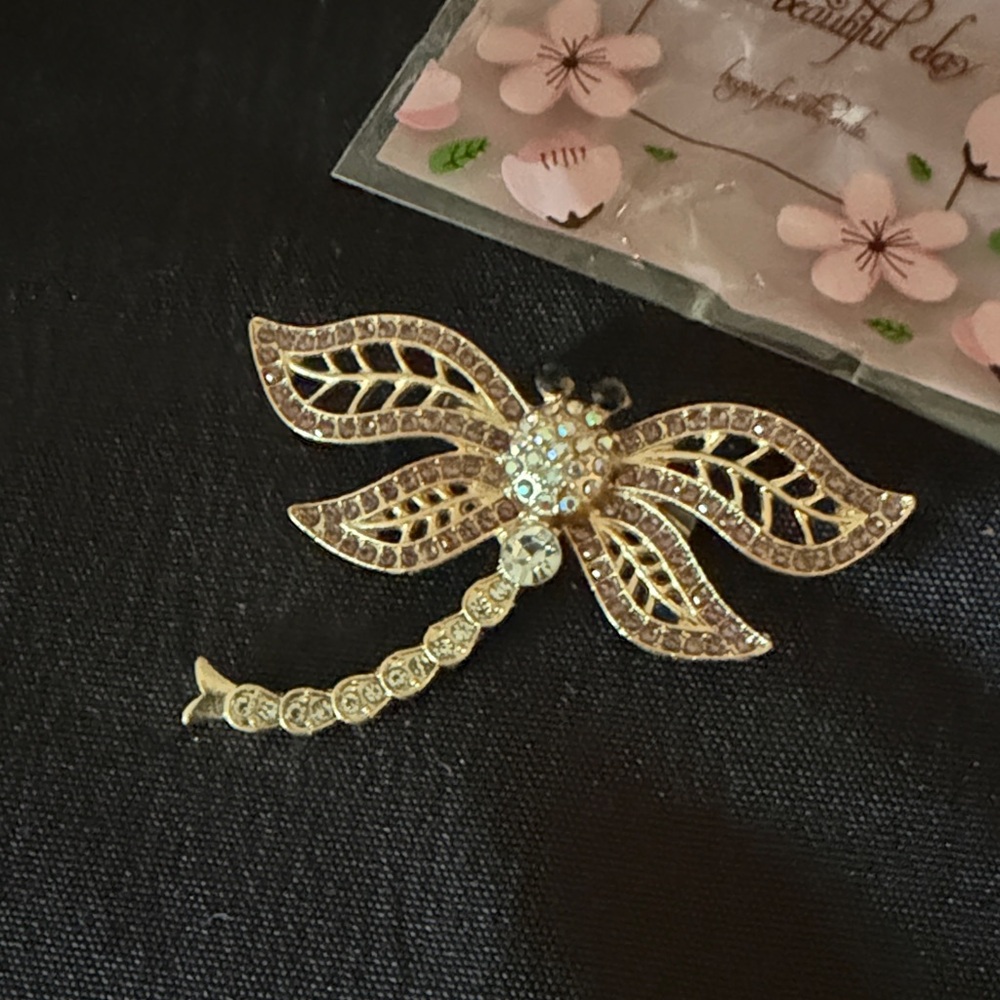 Elegant Gold and Silver Dragonfly Brooch